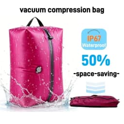 Vacuum Storage Bags Packing Cube IP67 Waterproof PU Polyester 17L Soft Portable White Black Pink Travel Bag Pump Sold Separately