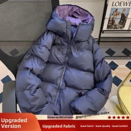 Winter Thickened Hooded down Cotton Jacket Men's Basic Style Warm Cotton Coat Versatile Cotton Outerwear Coat for Teens