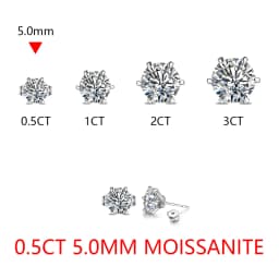 New Arrival 3.0 Carat Moissanite Gemstone Stud Earrings for Women Solid 925 Sterling Silver D color Solitaire Fine Jewelry