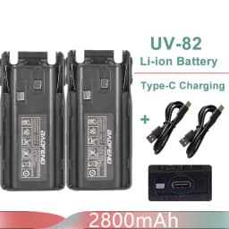 Baofeng UV-82 Li-ion Battery USB Type-C Charger 2800mah Enlarge 3800mAh BL-8 Original For Radio UV-8D UV-82HP UV-8D UV-82WX UV89