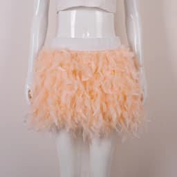 Women Solid Fluffy Feather Mini Skirt Elastic High Waist Short Skirt Halloween Carnival Party Stage Cosplay Costume Club Outfit