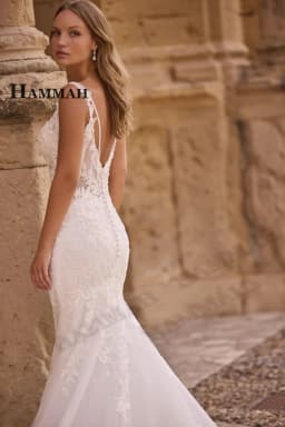 HAMMAH Charming V-neck Wedding Dress for Bride Mermaid Backless Lace Appliques Spaghetti Straps Robe De Mariee Customized