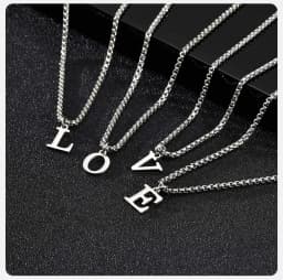 Vnox Simple A-Z Letter Necklace for Men, Waterproof Stainless Steel 26 Letters Pendant Necklace,Men’s Minimal Initial Necklace