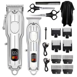Professional Cordless Hair Clipper Set with Digital Display, T-Blade Trimmer & Hair Clipper & Guide Combs Hair Grooming for Men’s Barber Salon-Grade Haircutting at Home Gifts for Men