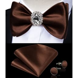 Classic White Selr-tie Bowtie with Ring Pocket Square Cufflinks Set Fashion Solid Men's Bow Tie for Wedding Groom Business Knots