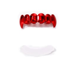 TOPGRILLZ Red Mirror Hip Hop Grillz Set 2Pcs 8 Teeth Top Bottom Grills Y2K Party Cosplay Teeth Halloween Jewelry Men Women