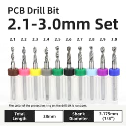 TOOLEYE 10pcs PCB Drill Bit Set Micro Drills Printed Circuit Board 1/8" Shank Mini CNC Drill Bits 0.1-3.175mm Drilling Tools