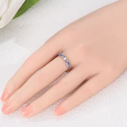 Original 925 Sterling Silver Sparkling Ice-Blue Purple Opal Ring For Women Girls Jewelry Birthday Anniversary Gifts