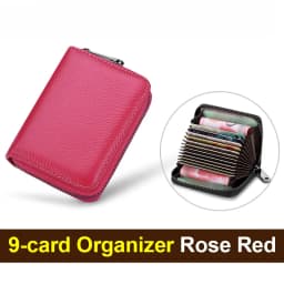 Litchi Texture PU Zipper Accordion Card Wallet, Multi Layers Large Capacity for ID & Bank Cards Unisex Fashion Minimalist