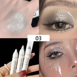 Brightening Highlighter Pen, Long Lasting Waterproof, Smooth Matte Pearly Glitter White Silvery Eyeliner Eyeshadow Stick