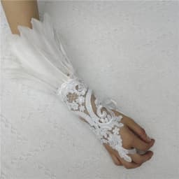 1PC Sexy Lace Feather Gloves Gothic Mesh Sleeve Halloween Party Wedding Stage Dance Performance Sleeve Wrist Cuffs Gloves