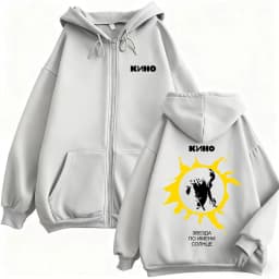 Rusian Rock Band Kino Viktor Tsoi Face Graphic Zipper Hoodie Blood Type Merch Zip Up Hoodies Men Vintage Oversized Zip Up Jacket