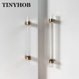 Smoky Gray Acrylic+Brass for Furniture Handles and Knobs Kitchen Doors Cabinet Drawer T Bar Funiture Wardrobe Appliance Handle