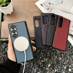 Luxury Carbon Fiber For Magsafe Hinge Case For Samsung Z Fold 8 7 6 5 4 Fold8 Ultra Wireless Charge Soft Silicone Bumper Cover