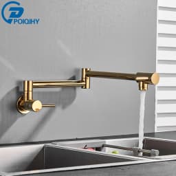 Chrome Black Wall Mounted Faucet Single Cold Water Tap 360 Rotating Spout Washing Faucet Folding Neck Bathroom Kitchen Tap