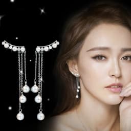 Trend Simulation Pearl Long Earrings Female Moon Star Flower Rhinestone Wedding Pendant Fashion Korean Jewelry Wholesale