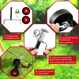 Adjustable Lawn Mower Support Wheels Auxiliary Wheels 26/28mm Walk Behind String Trimmer for Weed Trimmer Grass Cutter Gas