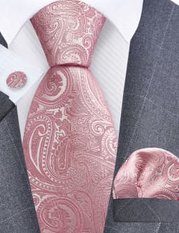 GUSLESON 8cm Blue Black Pink Men Ties Pocket Square Cufflinks Set Paisley Silk Necktie Wedding Business Gift Tie Accessories