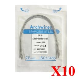 10pack AG Dental Arch Wires Orthodontic Super Elastic NITI Round Rectangle Archwire Lower/Upper 012/014/016/018/020/16x16/16x22