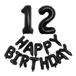 Black 32-Inch Number 1-30 Balloons and 16-Inch 'Happy Birthday' Letter Foil Balloons Set Birthday Party Decoration Supplies