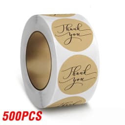 100-500pcs Brown Kraft Paper Seal Labels Thank You Stickers For DIY Gift Decoration Baking Package Envelope Stationery Sticker
