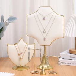 3 New Model Jewelry Display Sun Style Storage Bust Jewelry Holder Necklace Display Silky Beige Velvet Necklace Earrings