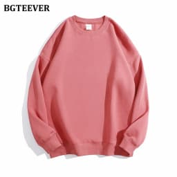 BGTEEVER Casual O-neck Loose Women Pullovers Spring Autumn Long Sleeve Basic Cotton Sweatshirts for Women