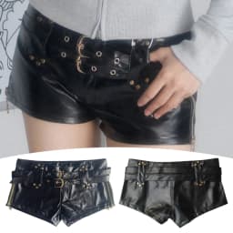 Versatile Pu Leather Belt Ultra Shorts Boots Spice Girl Y2k Low Waist Short Pants Sexy Vintage Dressing Shorts Women's