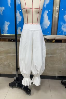 Women Casual Lantern Pants Loose Solid Color Tie-up Bow Back Long Bloomers for Daily Party