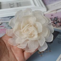 5PCS/Lot 9.5CM Handmade Large Chiffon Fabric Artificial Flower For Wedding Dress Hats Decoration