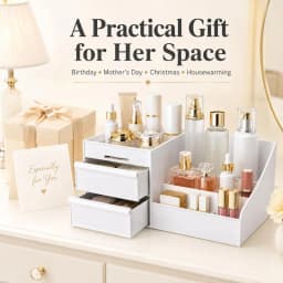1pc White New Drawer Makeup Storage Box Dormitory Finishing Plastic Shelf Cosmetics Skin Care Dressing Table Desktop