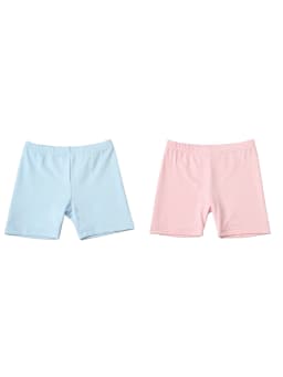 2Pcs Summer Solid Color Kids Leggings Girls Safety Shorts Leggings Girls' Beach Shorts Are Suitable for Children Aged 2-12 Years
