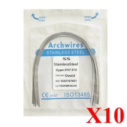 10pack AG Dental Arch Wires Orthodontic Super Elastic NITI Round Rectangle Archwire Lower/Upper 012/014/016/018/020/16x16/16x22