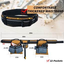 KUNN Carpenter Tool Belt with Suspenders Pro Framer Suspension Tool Rig for Construction Contractors and Electrician,Khaki