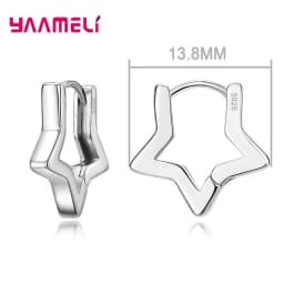 100% Real 925 Sterling Silver Earrings Statement Heart Star Square Round Geometric Hoop Flexible Earwire Leverback Women Jewelry