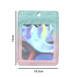 50pcs Thicken Ziplock Bags Gradient Holographic Laser AB Color Plastic Pouch for DIY Jewelry Storage Pouch Zip Lock Bag