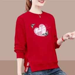 Women's Clothing Spring Autumn Lantern Long Sleeve Round Neck Pullover Plant&Flowers Printing Casual Office Lady Hoodies Tops