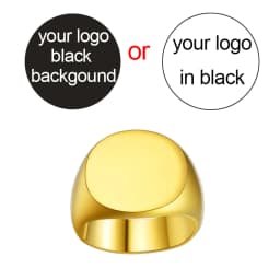 U7 Custom Stainless Steel Round Square Rings for Man Relief Deep Engrave Black White Vector Design Logo Brand Rings Jewelry Gift