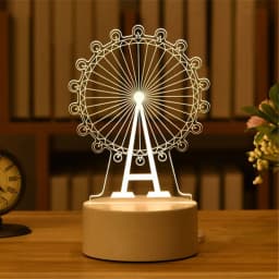 1pc USB Operated Night Light Creative 3D Acrylic Bedroom Bedside LED Table Lamp Ornaments Christmas Holiday Birthday Event Gift