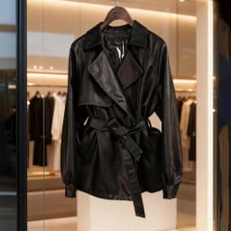 Haining Real Leather Jacket Women's Short Style Belted Slimming Vintage Sheepskin Coat Outerwear Fashionable Business Commute