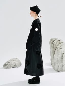 Women's Black Long Skirt - Style Pants Floral Embroidery Casual Weekend Outings Elegant & Mysterious Vibe