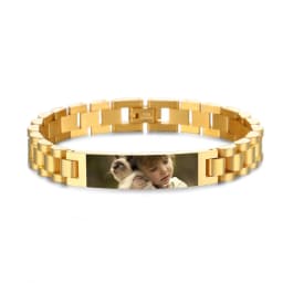Personalized Engrave Photo Text Bracelet for Men Wristband Stainless Steel Bangle Engraving Color Printing Picture Couple Gifts