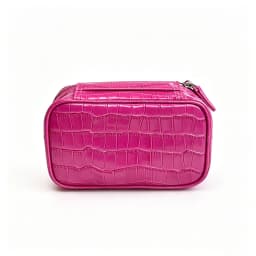 Crocodile Pattern Cowhide Cosmetic Bag Rose Red Light Luxury Genuine Leather Women Travel Portable Toiletry Storageanity Case