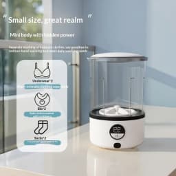 Mini Portable LED Washing Machine 2L White 2000mAh Rechargeable Turbine Laundry Cup for Children’s Underwear Socks