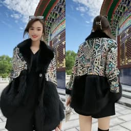 Faux Fur Coat for Women,Sequins Jacket,Covered Button Loose Long Overcoat, Thick Warm Female Clothing,New,High Quality,Winter