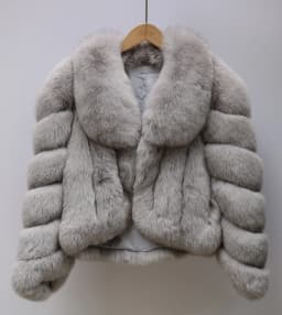 Women's Luxury Natural Fox Fur Jacket Long Turn-Down Collar Real Fox Fur Jacket Turn-down Collar Luxury