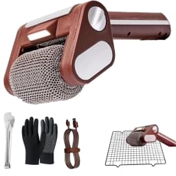Electric Roller Grill Brush with LED Light Stainless Steel Bristle-Free BBQ Cleaner Brush Rechargeable Barbecue Cleaner Tools