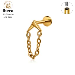 ASTM F136 Titanium Ear Cartilage Earrings Internal Thread 16G Hidden Helix Stud CZ Drape Chain Flat Back Tragus Piercing Jewelry