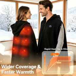 Heated Shawl Wearable Heated Blanket Graphene Heating Shawl with 3 Heat Levels Hooded Design USB Powered Portable Body Warmer