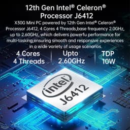 Fanless Mini PC 12th Gen Intel Celeron J6412 DDR4 M.2 SSD 2x GbE LAN RS232 RS485 Support WiFi SIM 4G LTE Windows 10/11 Linux